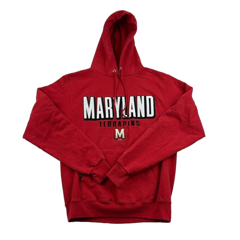 Vintage Maryland Terrapins Hoodie Mens S Red Champion Long Sleeve